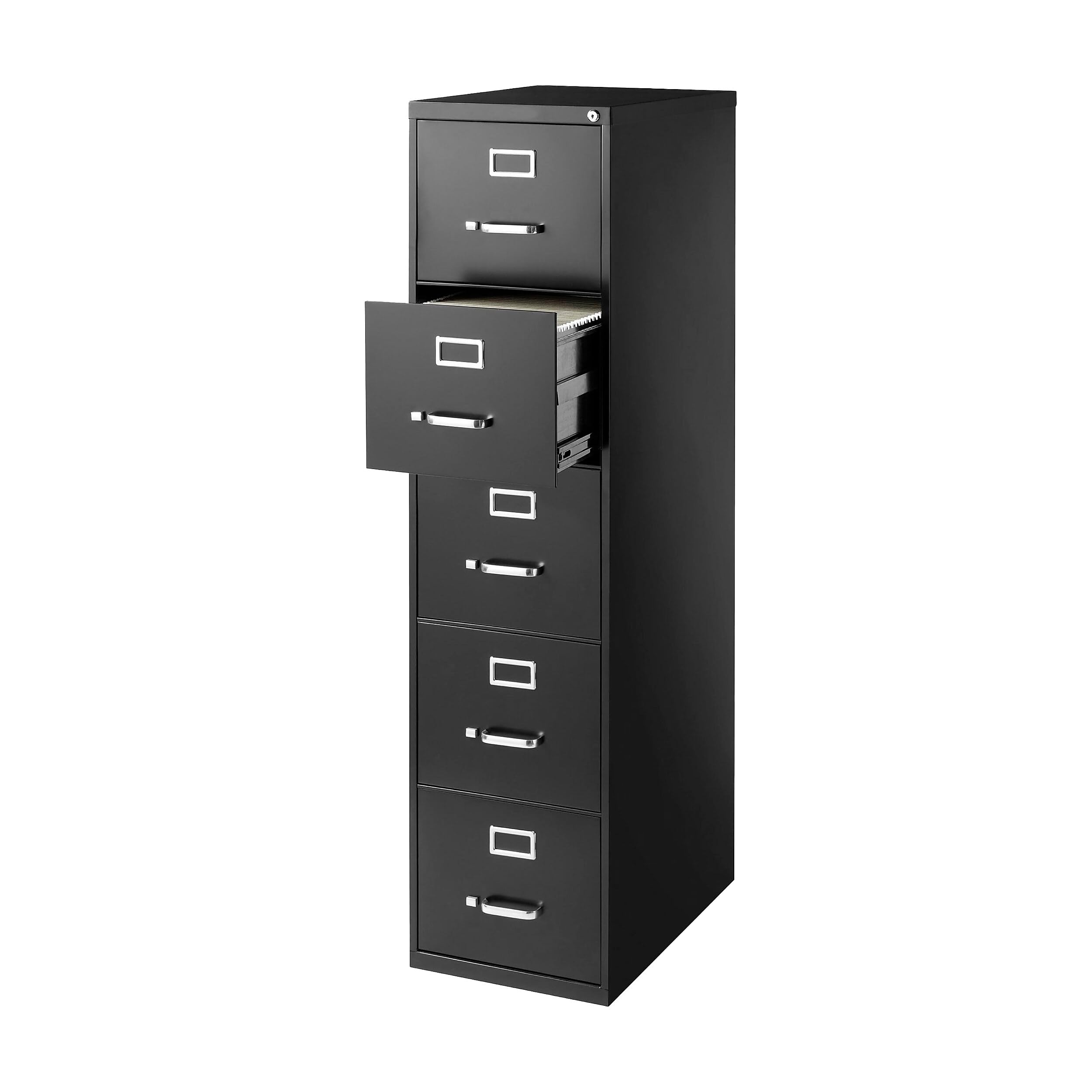 Staples 5-Drawer Vertical File Cabinet, Black, Letter, 26.5'' D