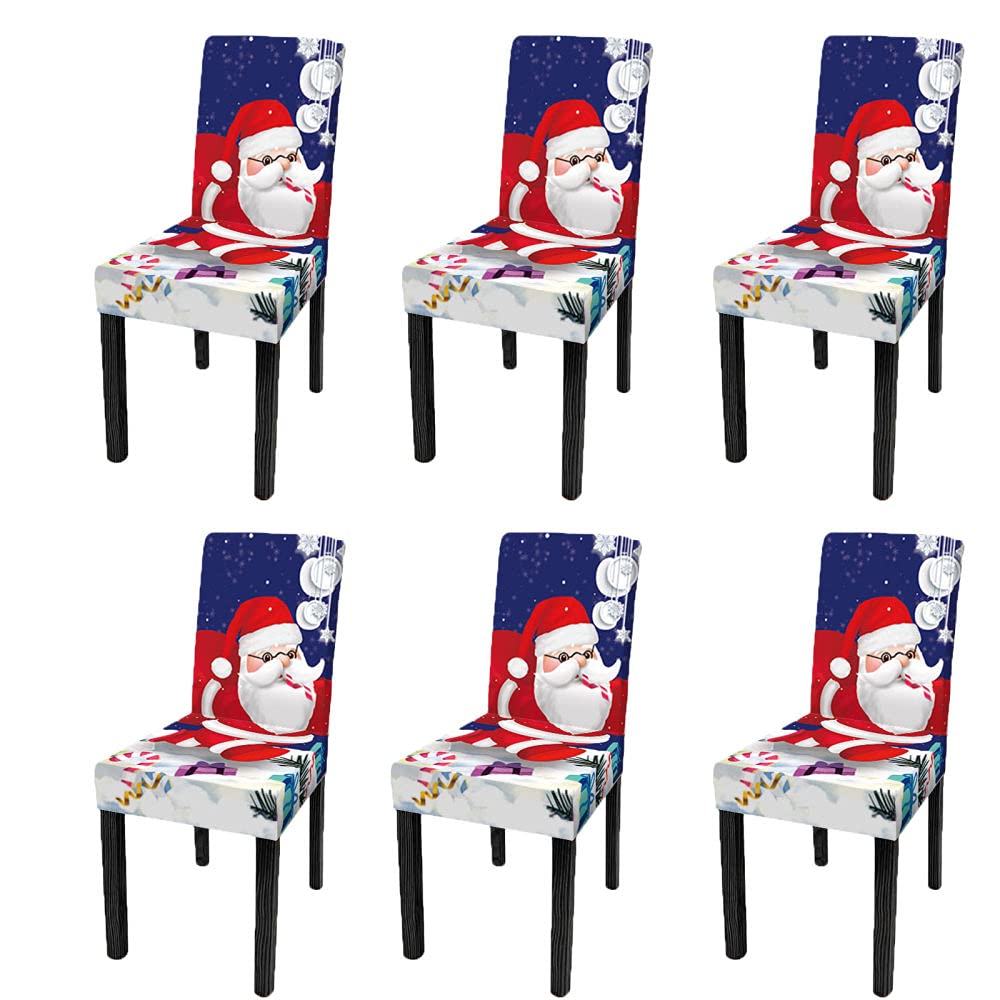 Housses de chaise de salle à manger de Noël extensibles motif Père Noël