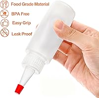 Vista 4 de Bekith 40 Pack 2 oz Plastic Squeeze Condiment Bottles with Red Tip Caps, Small Empty Refillable Bottles for Icing, Cookie Decorating, Sauces