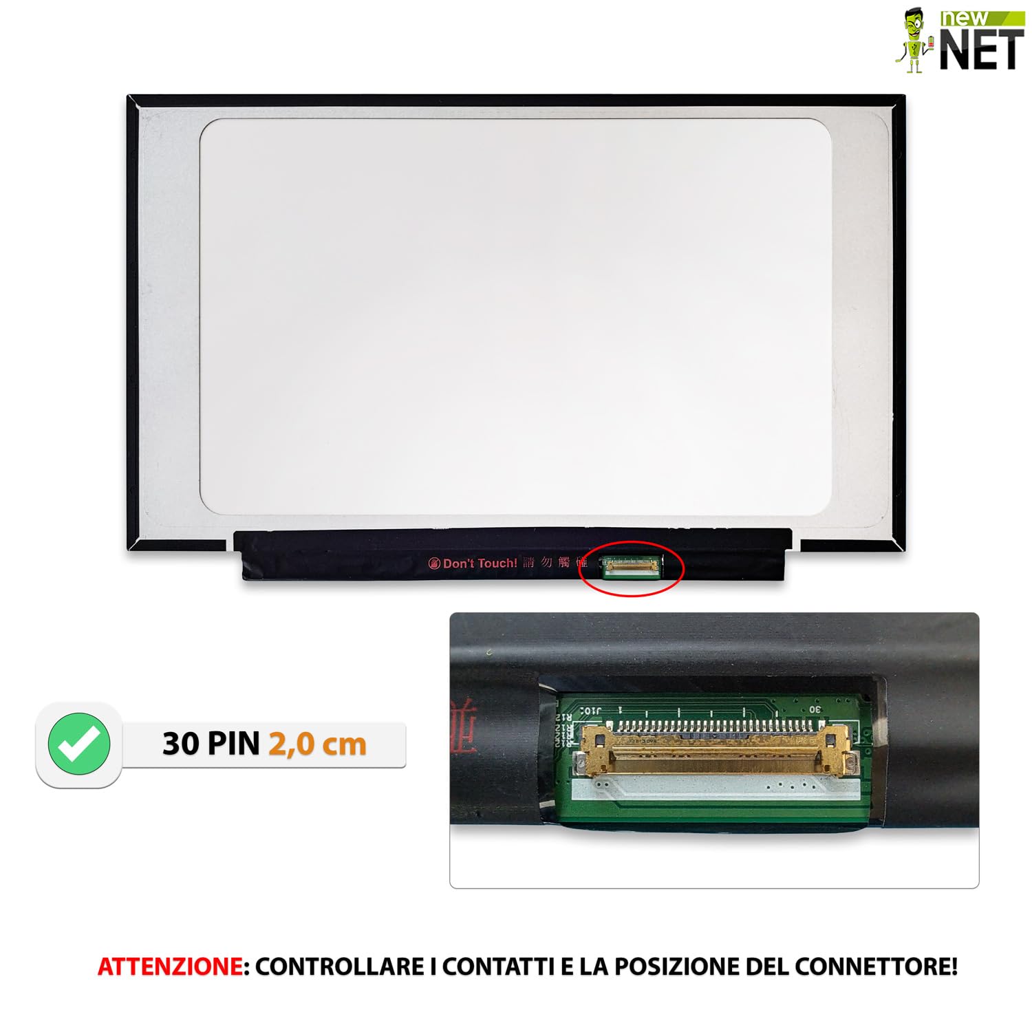 Pannello LCD IPS 14.0" FHD 1920x1080 Per ASUS Chromebook C423/C424/CX1400 – 30 Pin, Compatibilità Certificata
