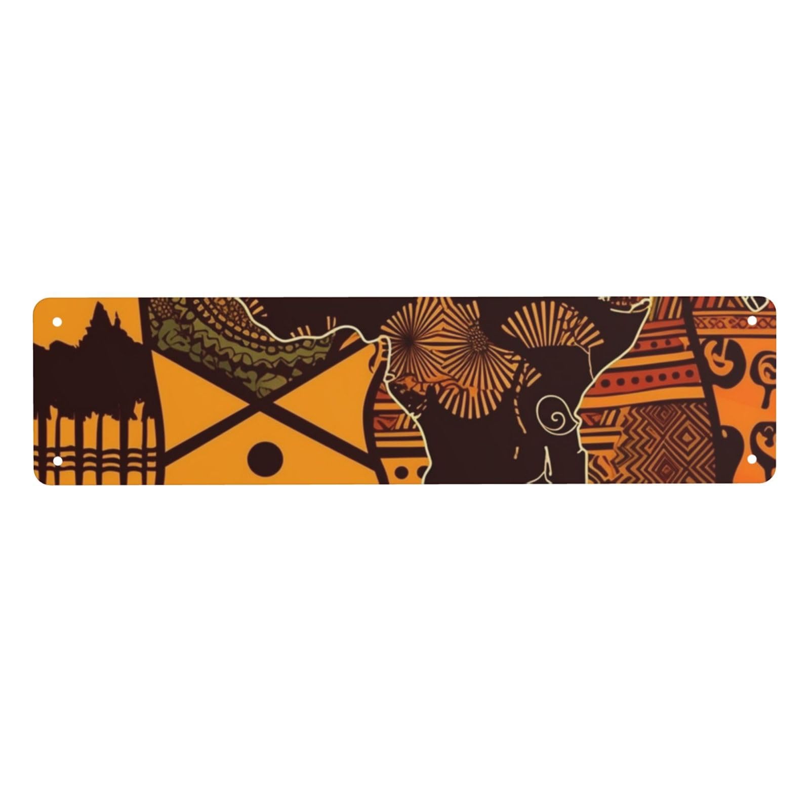 Vintage Metal Tin Signs Retro Garage Signs Stylish Wall Art Plaques for Home Decor Unique Poster 4x16 Inch African Map Ethnic Pattern Metal Sign Outdoor Wall Decorations Gifts