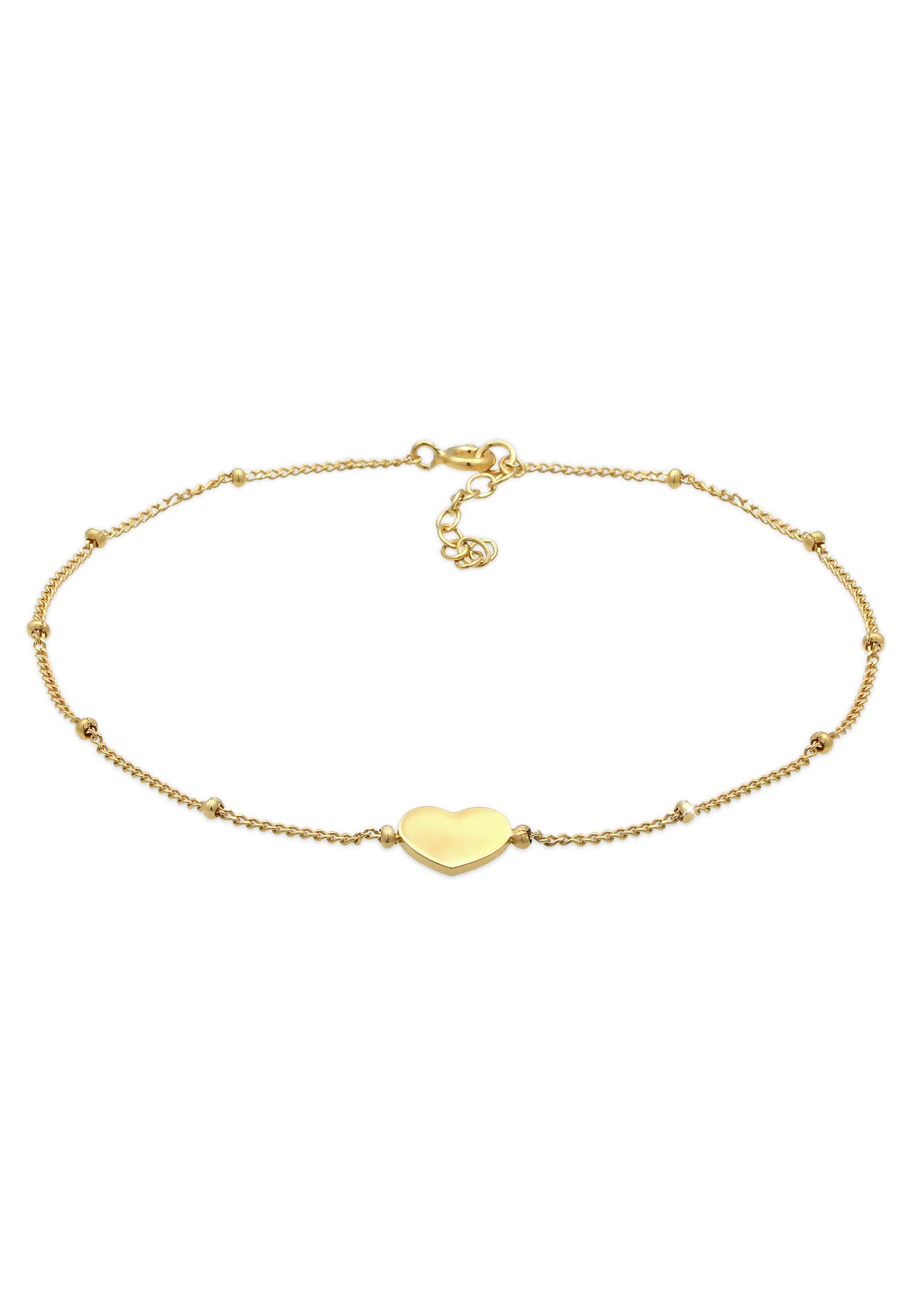 Elli Anklet Heart Symbol Love Basic Minimal Adjustable in 925 Sterling Silver