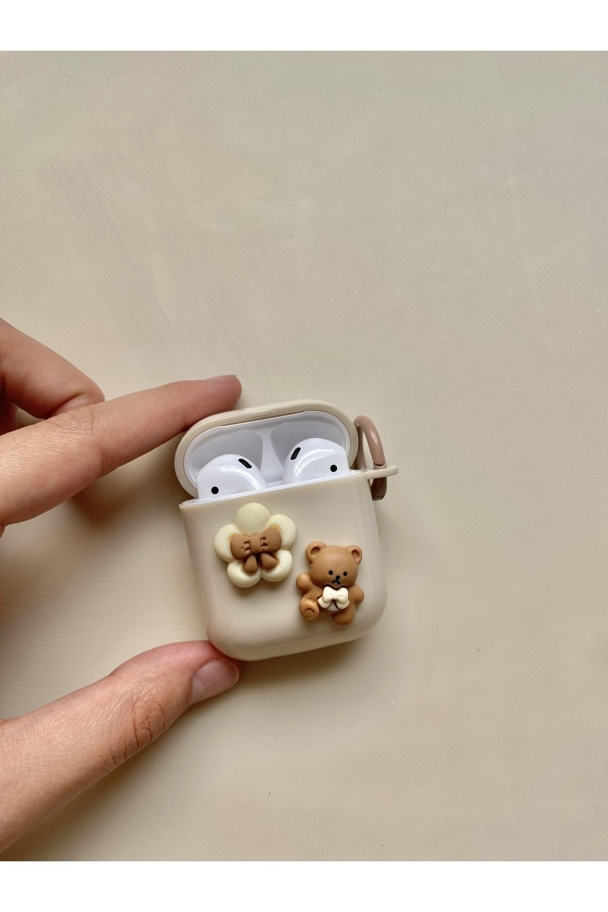 PSR aksesuar Ayıcık 2. Nesil Ayıcıklı Airpods Kulaklık Kılıfı ile uyumlu