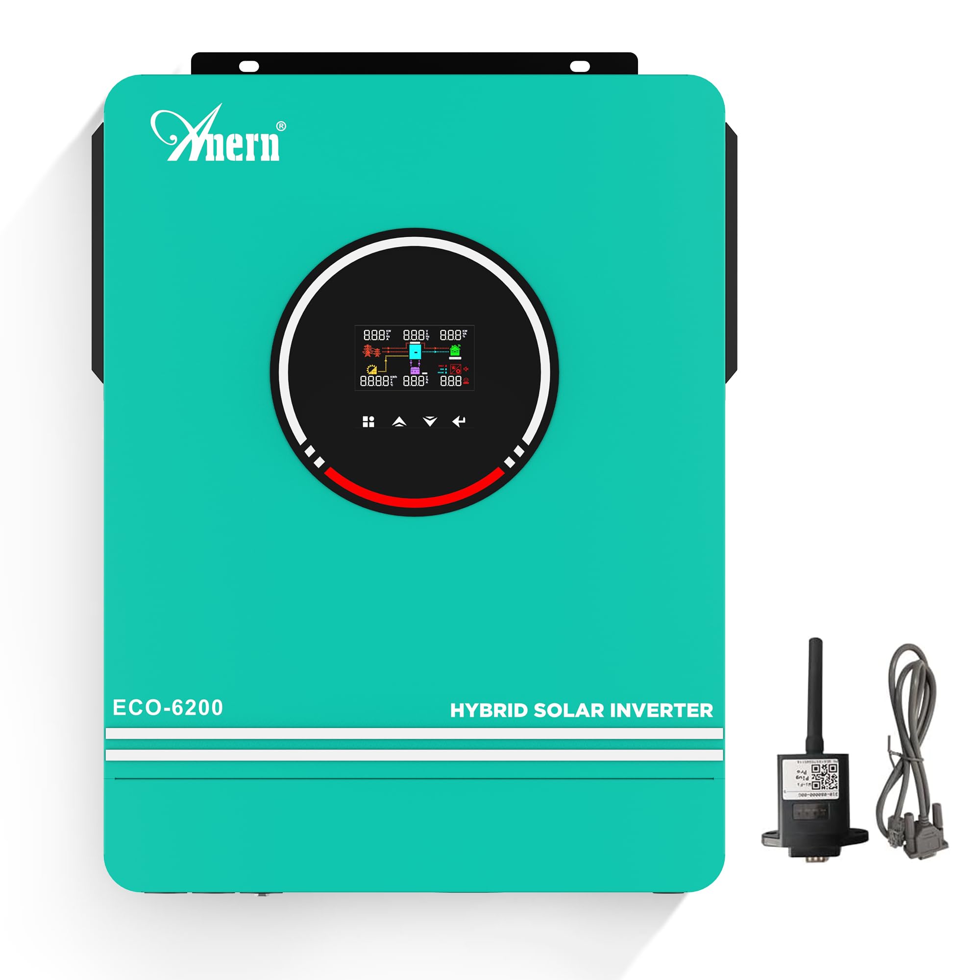 Anern 6.2KW Inverter Ibrido da DC 48V a AC 230V con 120A MPPT Regolatore di Carica Solare, onda sinusoidale pura, FV 60-500VDC, Inverter Fotovoltaico con Modulo WiFi, funziona senza batteria