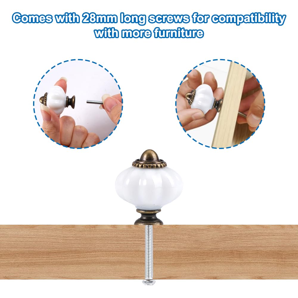 4 Piezas 30mm Pomos Muebles,Blanco Pomos Con Tornillos 2,5 Cm Y