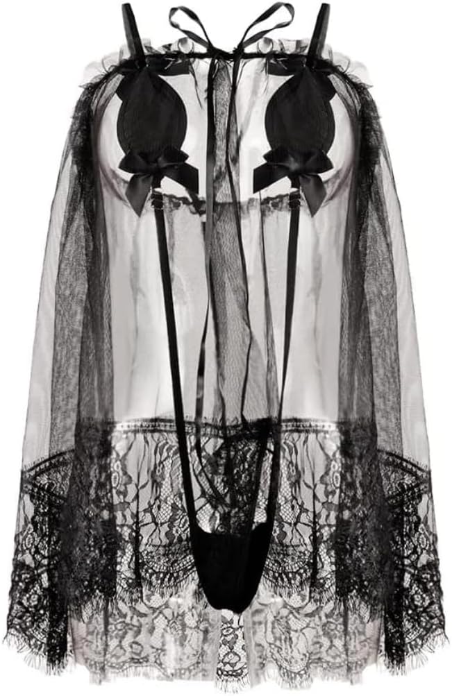 Women lace Babydoll V Neck Mesh Chemise Nightie Open Front Negligee Sexy Sleepwear Wedding Honeymoon - Image 7