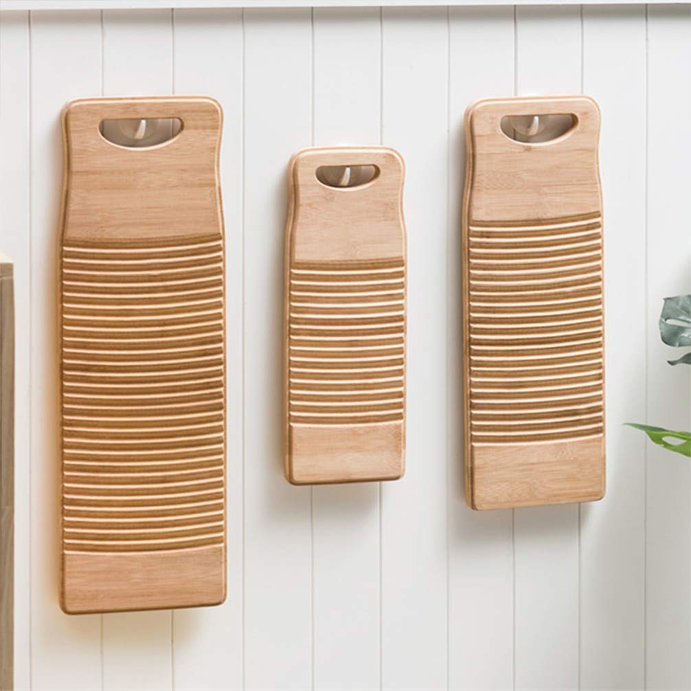 HEMOTON Hand Washing Clothes Tools Wood Washboard Washing Board Laundry Cleaning Board Hand Washing Scrubboard, Wavy Pattern - Image 2