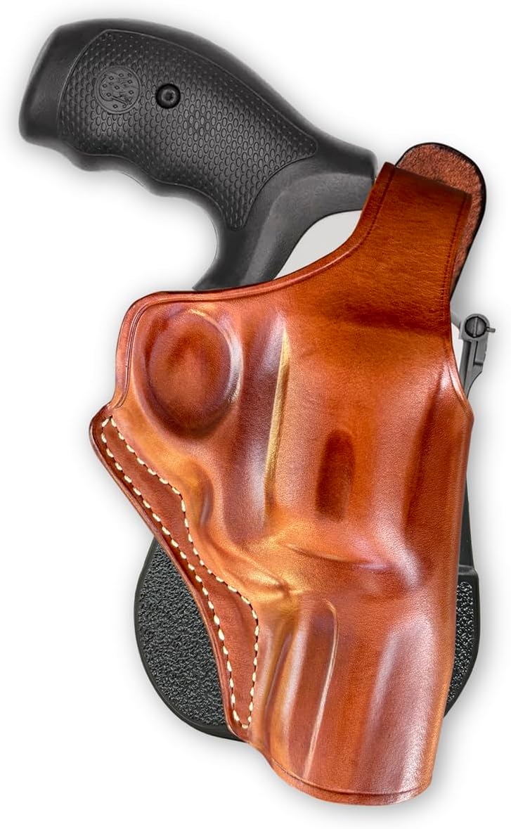 Premium Leather OWB Paddle Holster with Thumb Break Fits, N-Frame Model 627/327 .357 Magnum 2.5" Barrel, Right Hand Draw, Brown Color #6260#