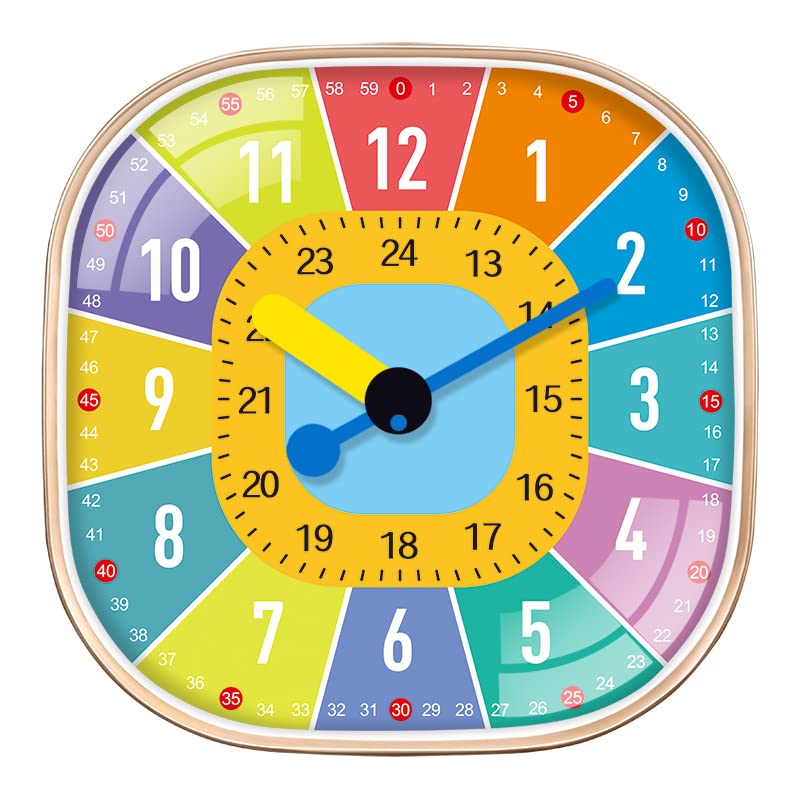 STAR WORK Quartz 12 Inches Premium Wall Clock for Home Stylish Latest Modern Design | Non Ticking Silent Wall Clock - Zero Sound & Disturbance Analog Clock (Kids Square)