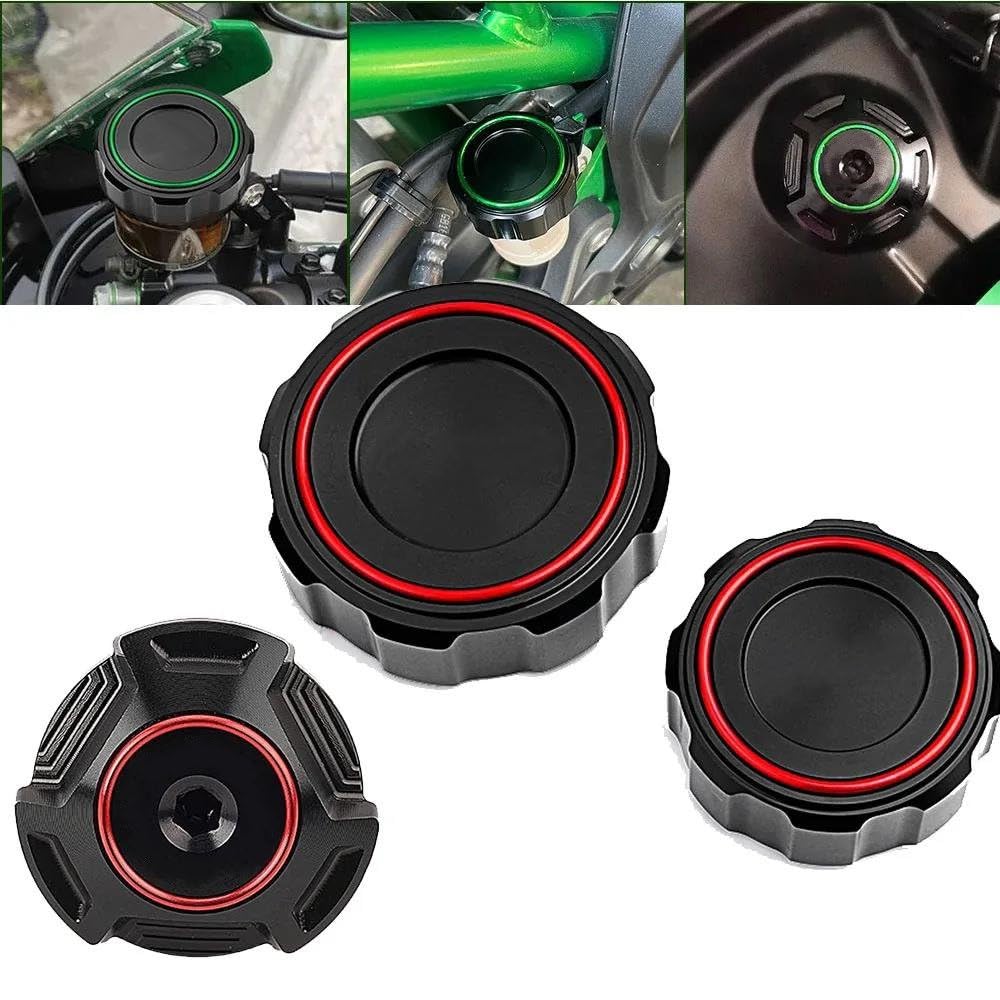 Per Z900RS Z900SE 2017-2025 Coperchio Serbatoio Liquido Freni Anteriore E Posteriore Per Moto Tappo Di Riempimento Olio Motore(A Set-Gold)