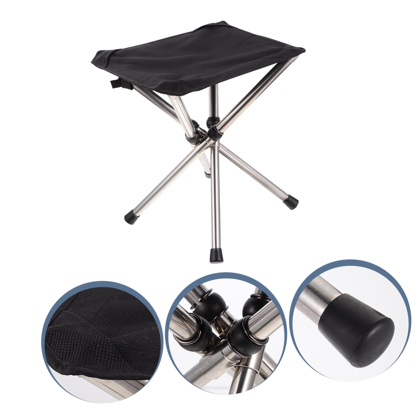 Tabouret Pliant D’extérieur Portable en Acier Inoxydable pour Camping | Modèle Télescopique, Format 1 Pièce, Noir, pour Randonnée et Escalade en Plein Air