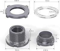 Vista 3 de TAISHER Adaptador de conector de tanque de mamparo de PVC negro de 3 pulgadas con tapones y junta para tanque de agua, barriles de lluvia, acuarios