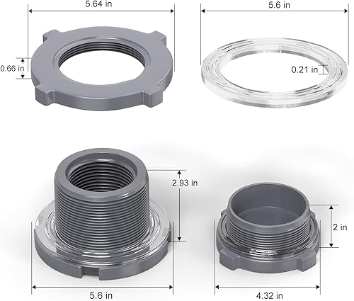 Miniatura 3 de TAISHER Adaptador de conector de tanque de mamparo de PVC negro de 3 pulgadas con tapones y junta para tanque de agua, barriles de lluvia, acuarios,