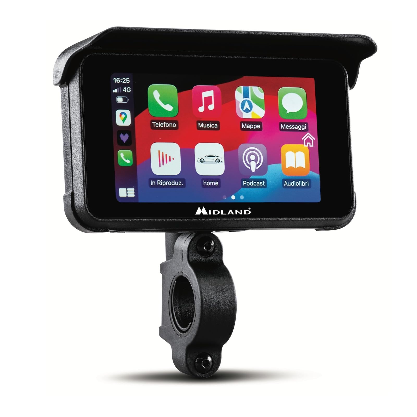 Midland BikePlay Guardian, Motorrad Multimedia, CarPlay - Mit Touchscreen, 2 Kameras und 2 Reifendrucksensoren, C1636