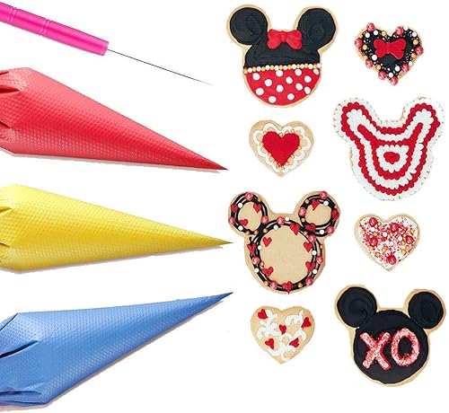 Miniatura 6 de 122 bolsas de tuberías sin tiro, 100 bolsas desechables para pastelería para glaseado real, decoración de galletas, 10 lazos para bolsas de