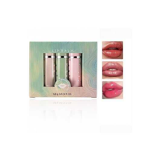 Miniatura 1 de 3 tubos de bálsamo labial juego de regalo para vacaciones bálsamo labial nutritivo de larga duración cambio de color menta incoloro cuidado de