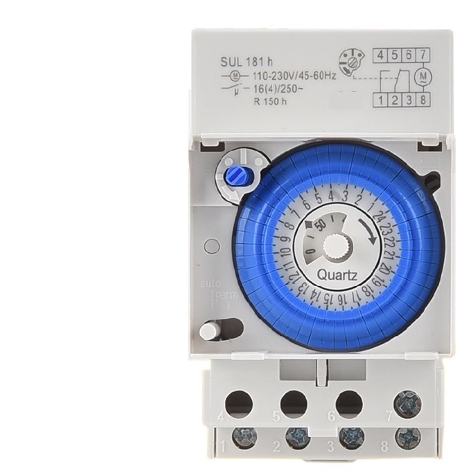 1PCS SUL181 Mechanical Timer Relay DIN Rail 24 Hour Timer Switch 220V AC 16A Programmable Street Light Time Controller(SUL181d)