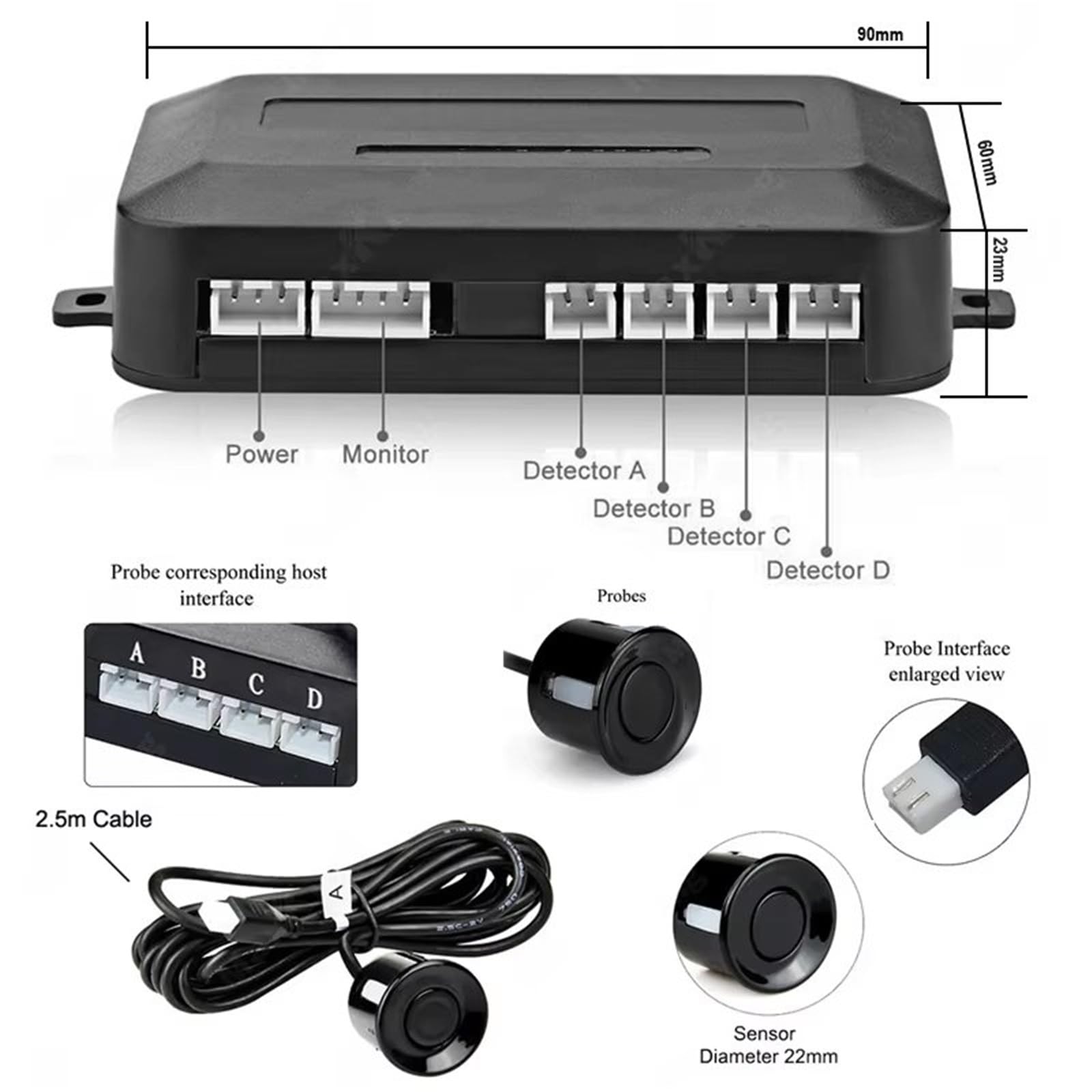 Car Parking Sensors 4 capteurs Capteur Stationnement