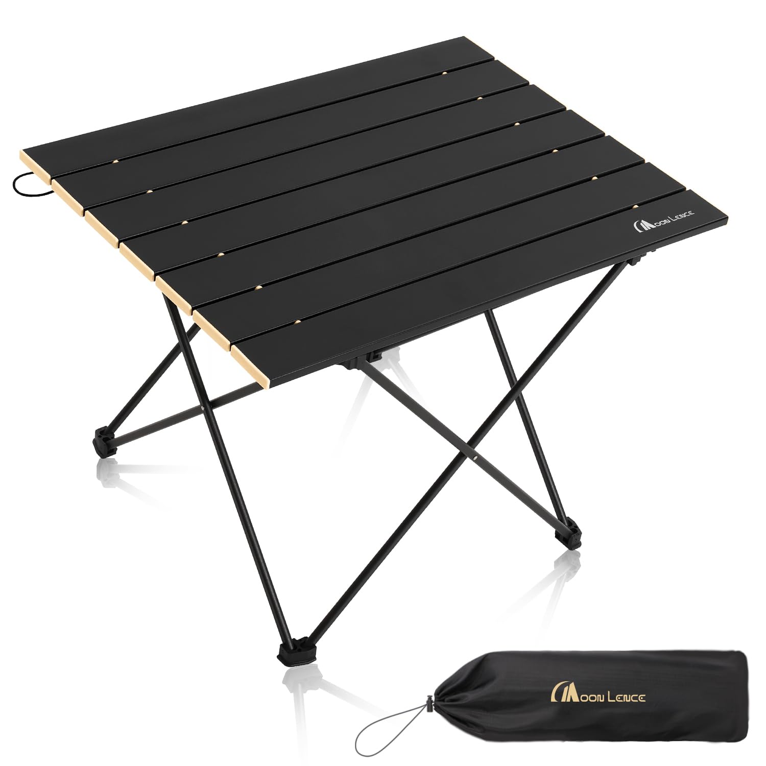 MOON LENCE Folding Outdoor Aluminum Camping Table Portable Ultralight Compact Backpacking Travel Table for Beach, Picnics, Hikin (Gold, Large)