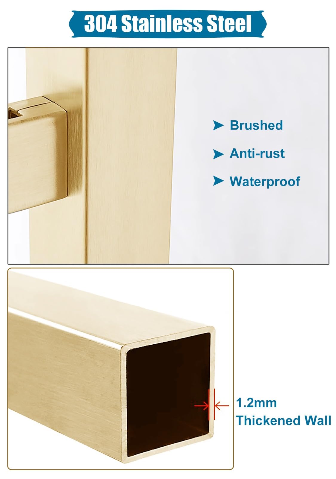 Poste de barandilla de vidrio de metal para balaustrada de interior/exterior, poste de valla resistente con abrazaderas, ideal para escaleras, terrazas, villas