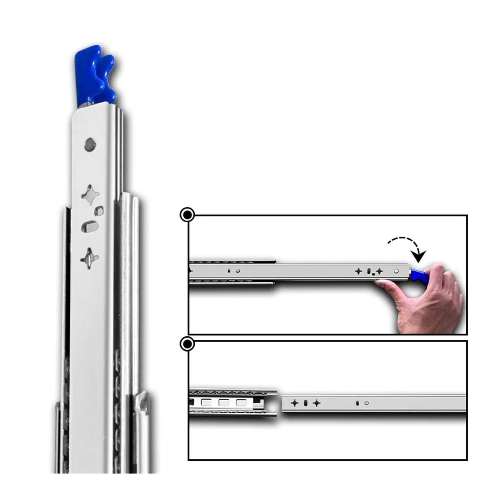 Guide for cassetti for carichi pesanti da 10" - 40" con serratura, con estensione completa e meccanismo con cuscinetto a sfera for un funzionamento regolare(60CM)