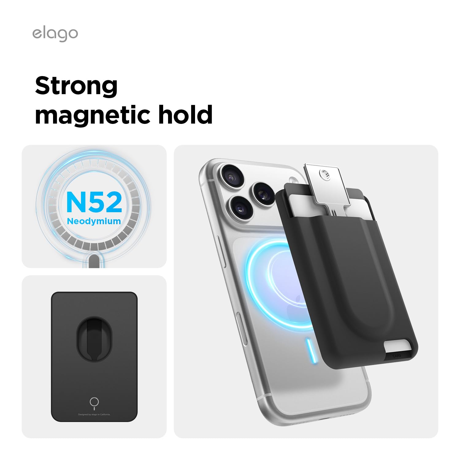 elago Key Magnetische Kartenhalter für 2 Karten, Kompatibel mit MagSafe,Kompatibel mit iPhone 17/16/15/14/13/12 Serie – Wallet, Sichere Handy Geldbörse, Langlebiges Silikon (Schwarz)