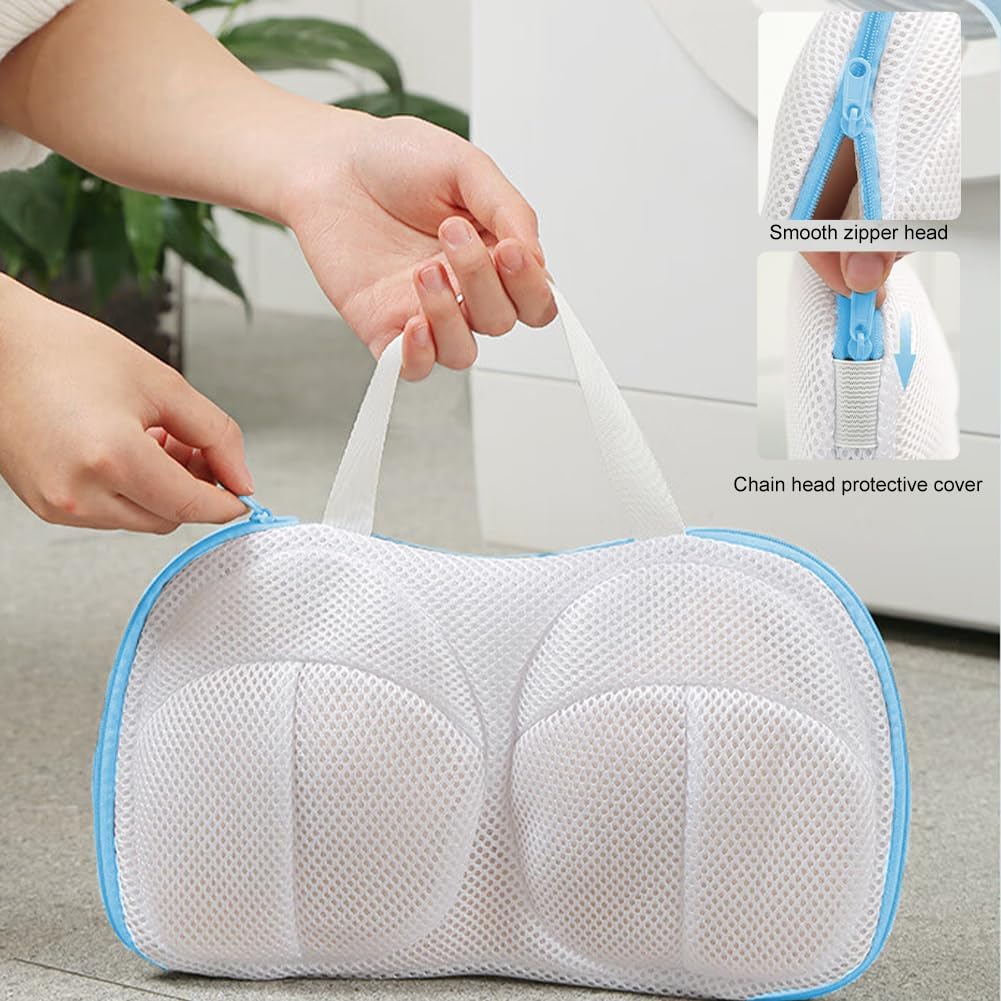 3 Pack Bra Laundry Wash Bags, Honeycomb Mesh Bag with Zipper&Hangable Loop