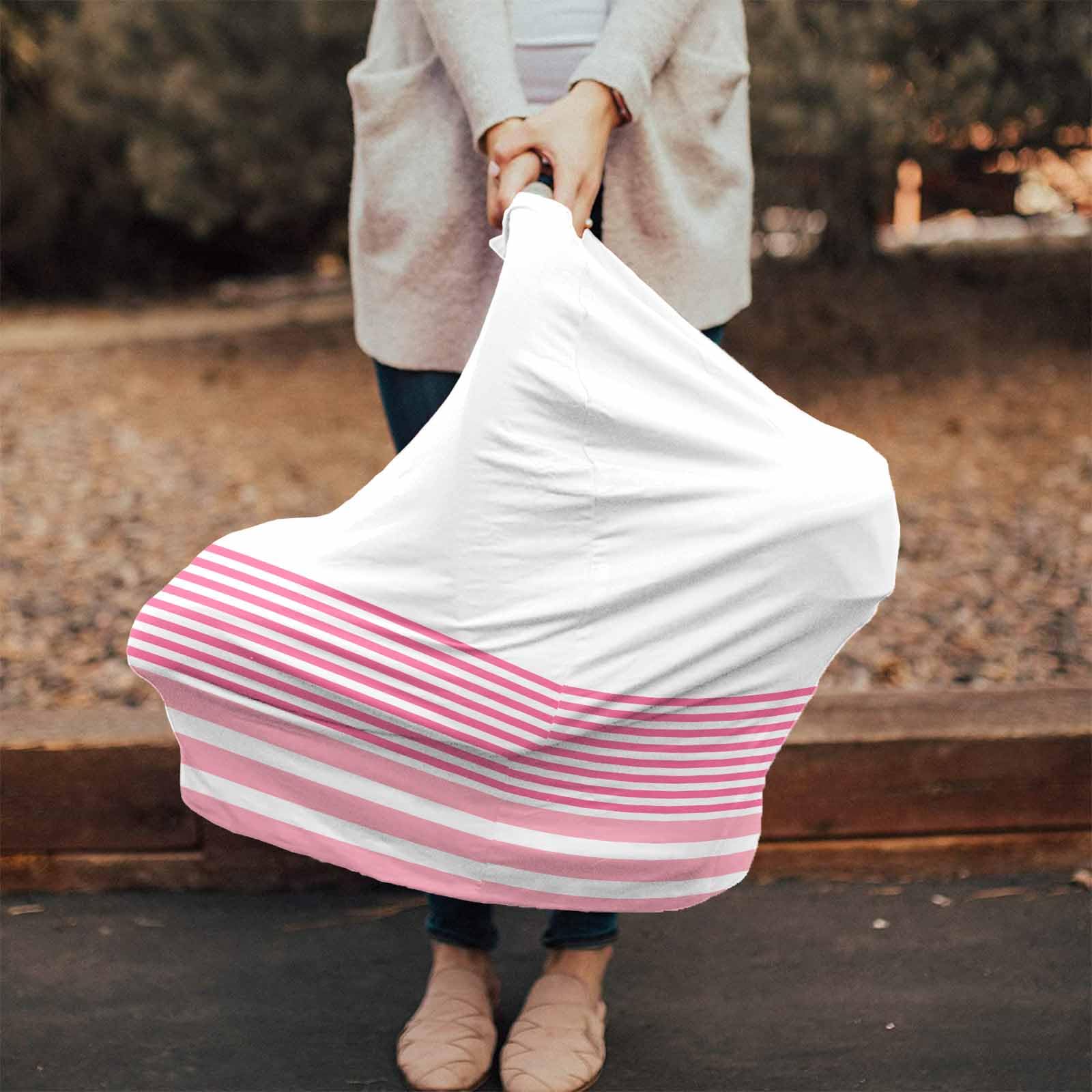 Nursing Cover for Breastfeeding Scarf, Modern Style Hot Pink Pinstripe Light Pink Strips Baby Car Covers Super Soft Multi Use for Canopy Shopping Cart Cover Blanket Stroller Cover