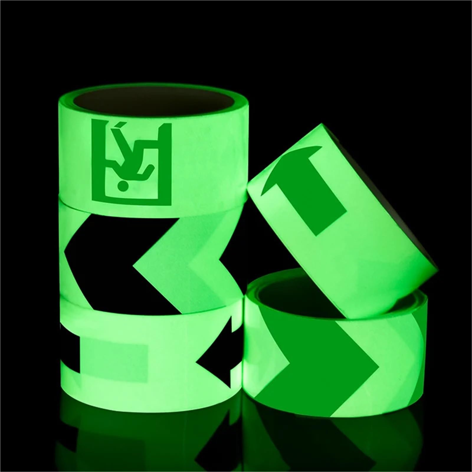Sicherheitswarnbänder Warnband, selbstleuchtendes, im Dunkeln leuchtendes Band, selbstklebendes fluoreszierendes Sicherheitsaufkleberband for den Außenbereich, for Bühne, Boden, Treppen(Fire Exit Patt