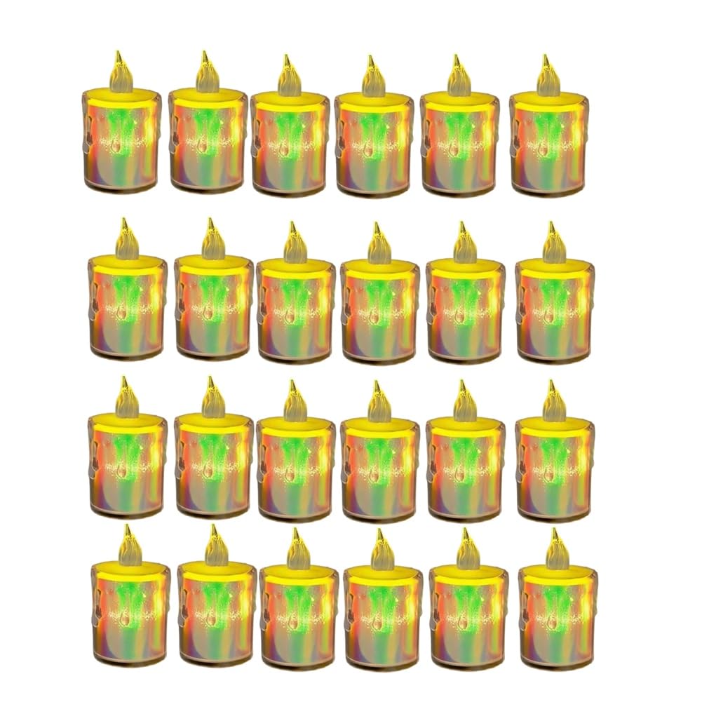 Hndhbfgrt Flameless LED Electronic Candle 24Pcs Crystal Led Tealight Candles Electric Fake Votive Candles for Wedding, Dating, Dinner B