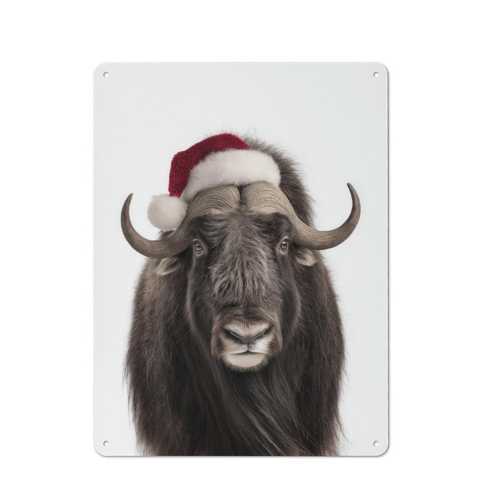 Muskox Wearing A Santa Hat Metal Gift Sign 40x30cm, Retro Home Wall Decor for Home, Shop, Pub Or Studio Wall