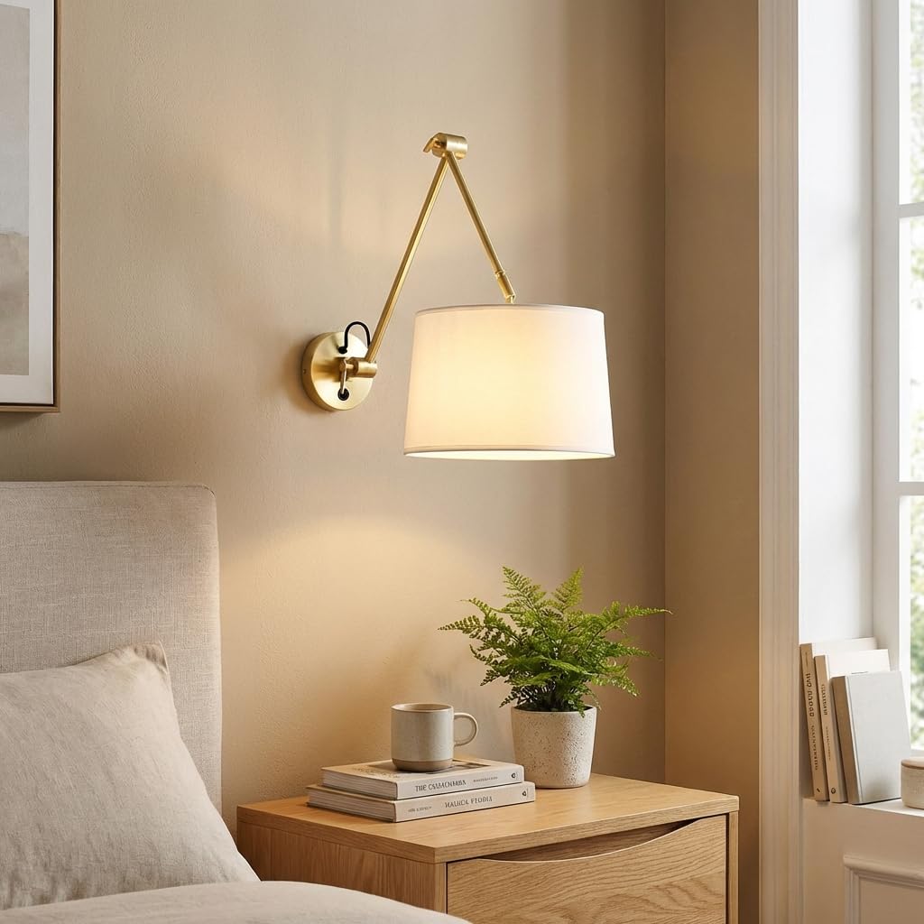 BARCELONA LED Aplique De Pared Elbow E27 Dorado Con Brazo Articulado