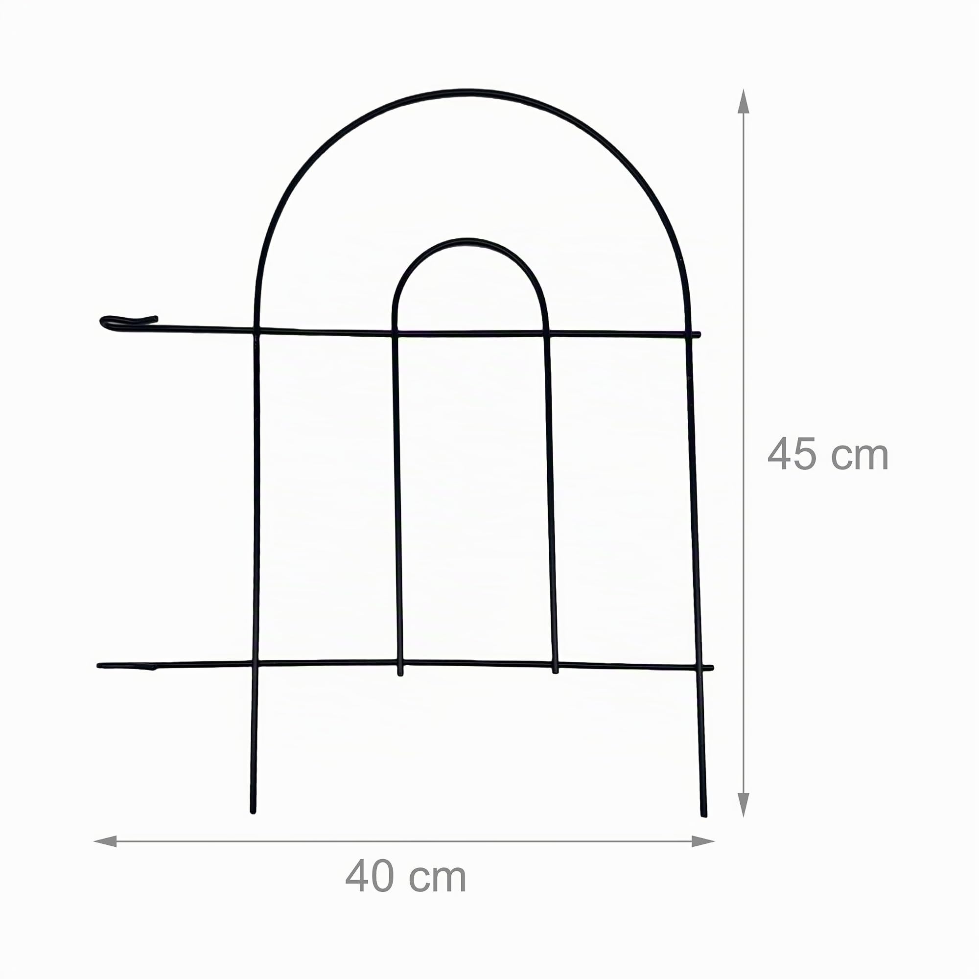 Relaxdays Recinzione per aiuole in Metallo, 10 Elementi modulari ad Arco, HxB 45x400 cm