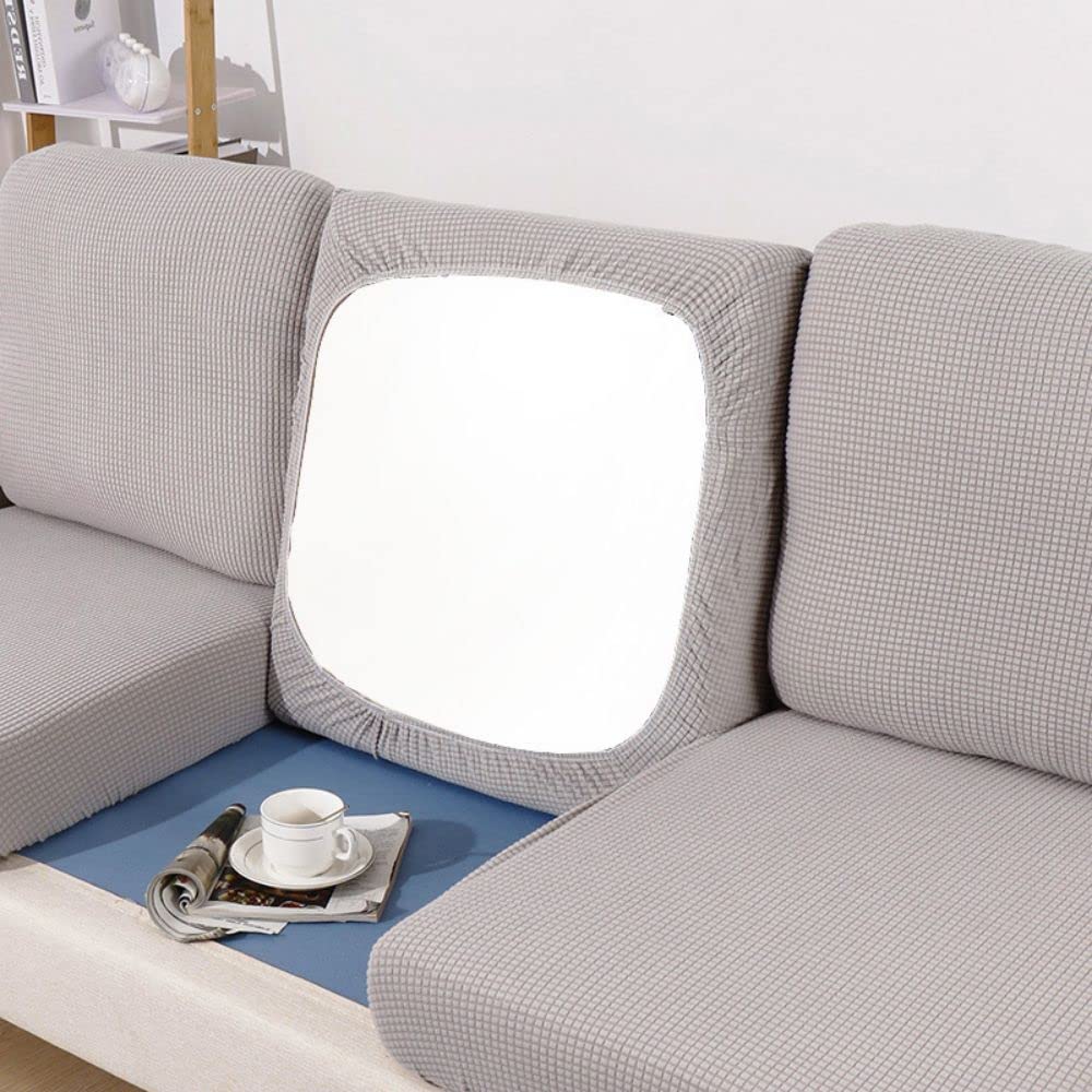 BOLUXIU Sofa Seat Cushion Cover-Stretch Elastic Cushion Cover Sofa Seat Cushion Cover Multiple Colors Suitable for all sofas, Light Grey, L Plus(53--65inch)