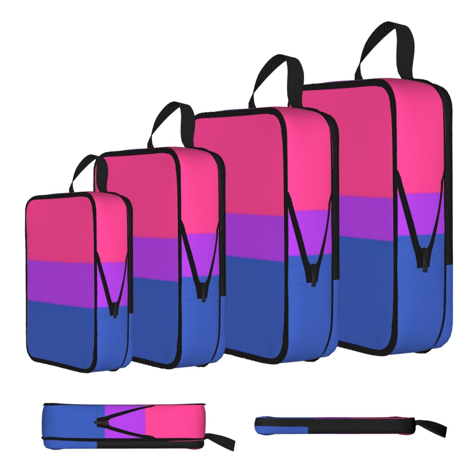 Pride Flag Print Compression Packing Cubes 4-Piece Set With Multi- Compartment Travel Bag, Waterproof Suitcase Organiser Bags
