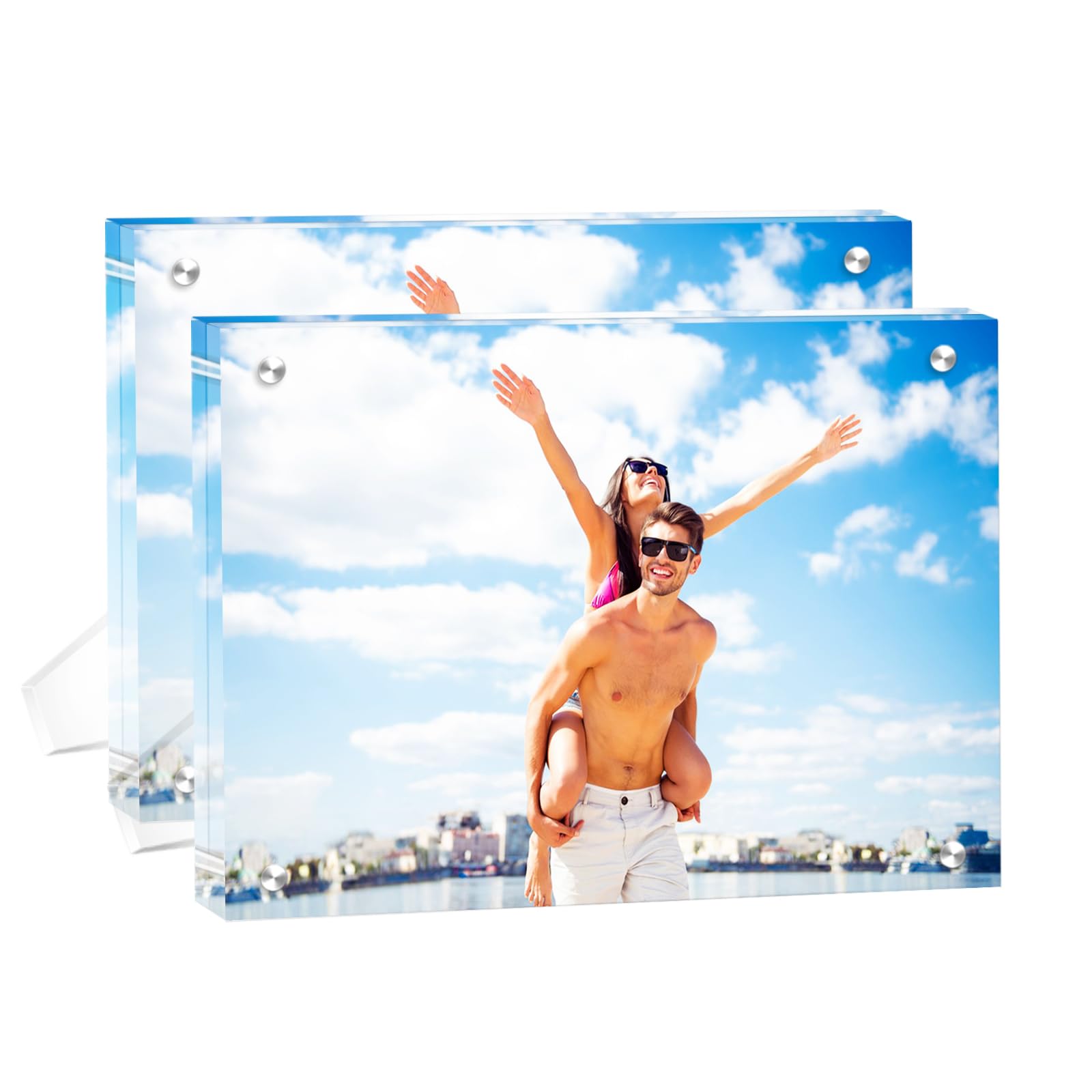 Cadre photo acrylique 20x25 cm lot de 2 magnétiques transparents sans cadre pour bureau