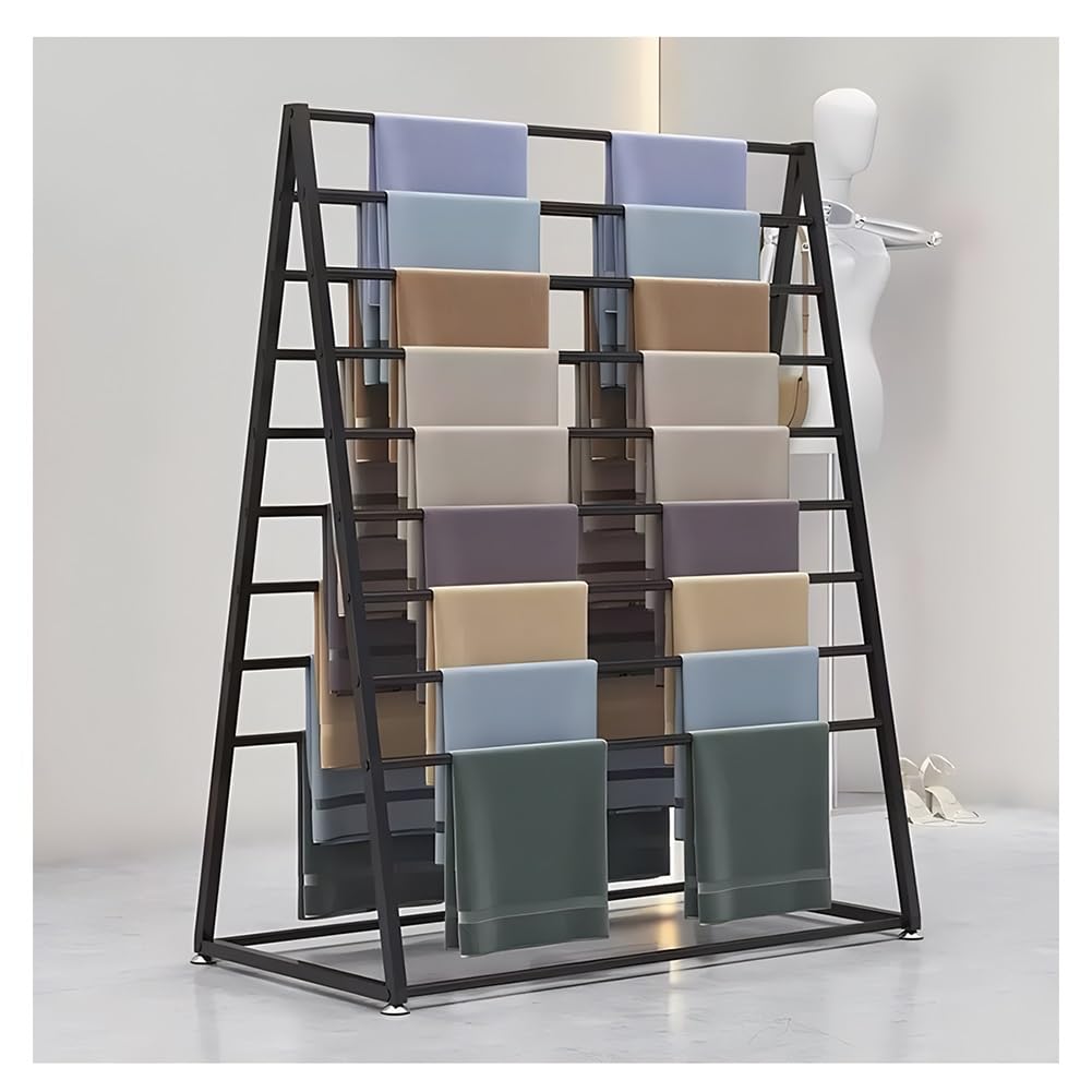 HADECOLL Freestanding Metal Scarf Display Rack, 9 Tier Commercial Clothing Organizer For Boutique Retail Store Garment Hanging