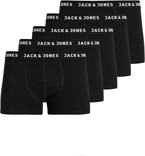 🚫 [CADUCADO] 🔥 Jack & Jones Men’s Boxer Shorts, Set of 5, White, Black, Blue and Grey, 95% Cotton, Sizes S, M, L, XL, XXL 12213221
