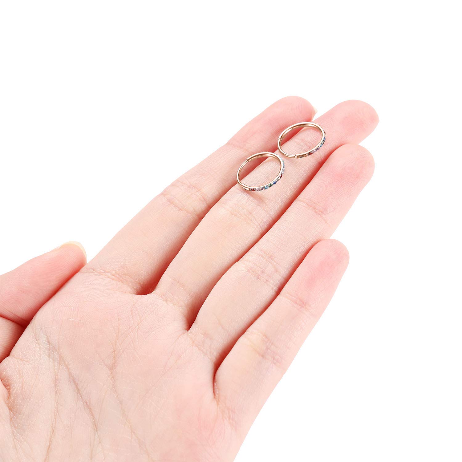 hengkaixuan CZ/Opal Nose Rings Conch Jewellery Septum Clicker 316L Surgical Steel Segment Ring Helix Cartilage Earrings Hoop Daith Tragus Rook Piercing Jewellery — view 4