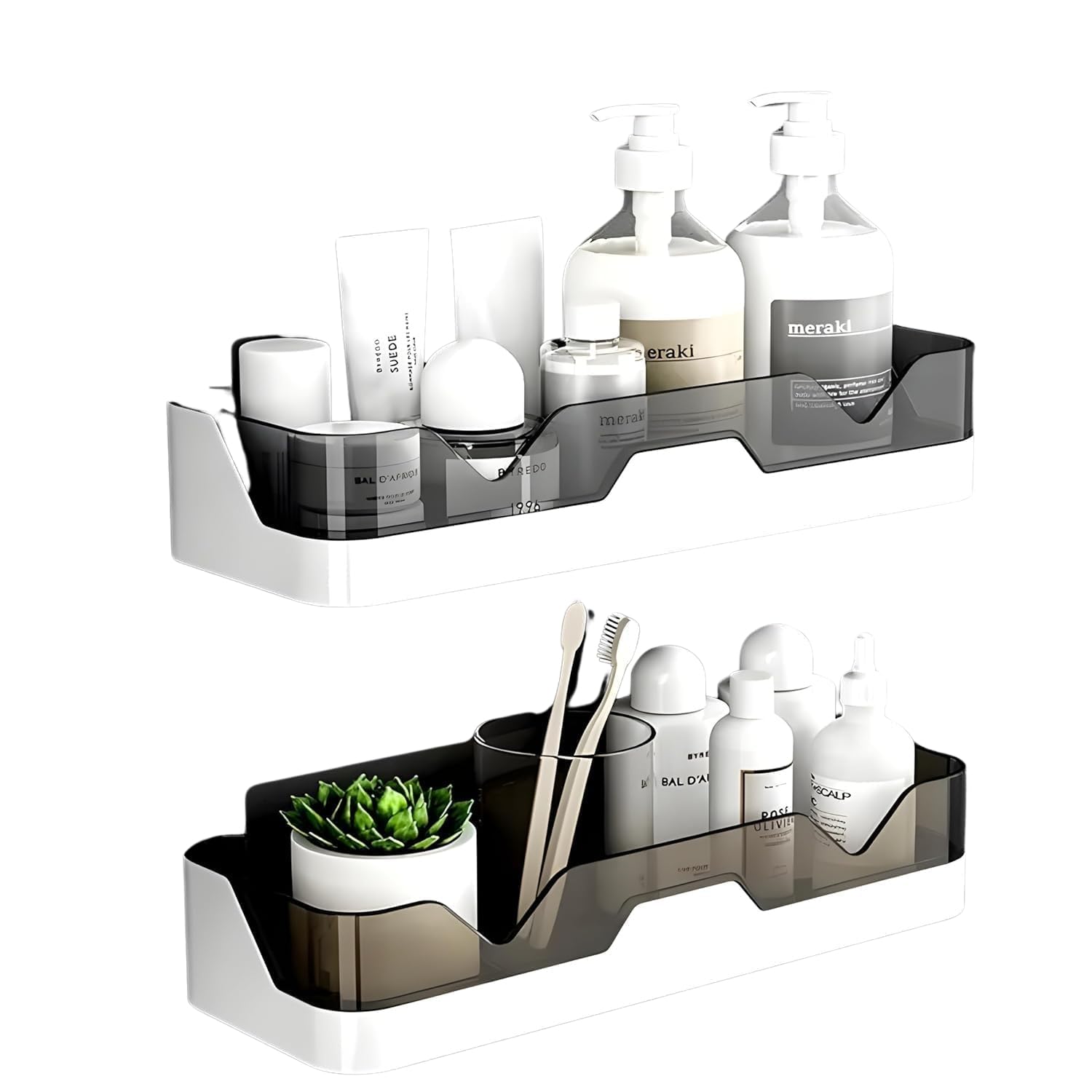 SPITEN Plastic Kitchen and Bathroom Rack,Bathroom Shelf Wall Organizer,Wall Mounted Shelf,Bathroom Hardware and Accessories,Storage Racks,Bathroom Accessories Set for Home (Pack of 2) (B0D9M4FQTY) Amazon Price History, Amazon Price Tracker