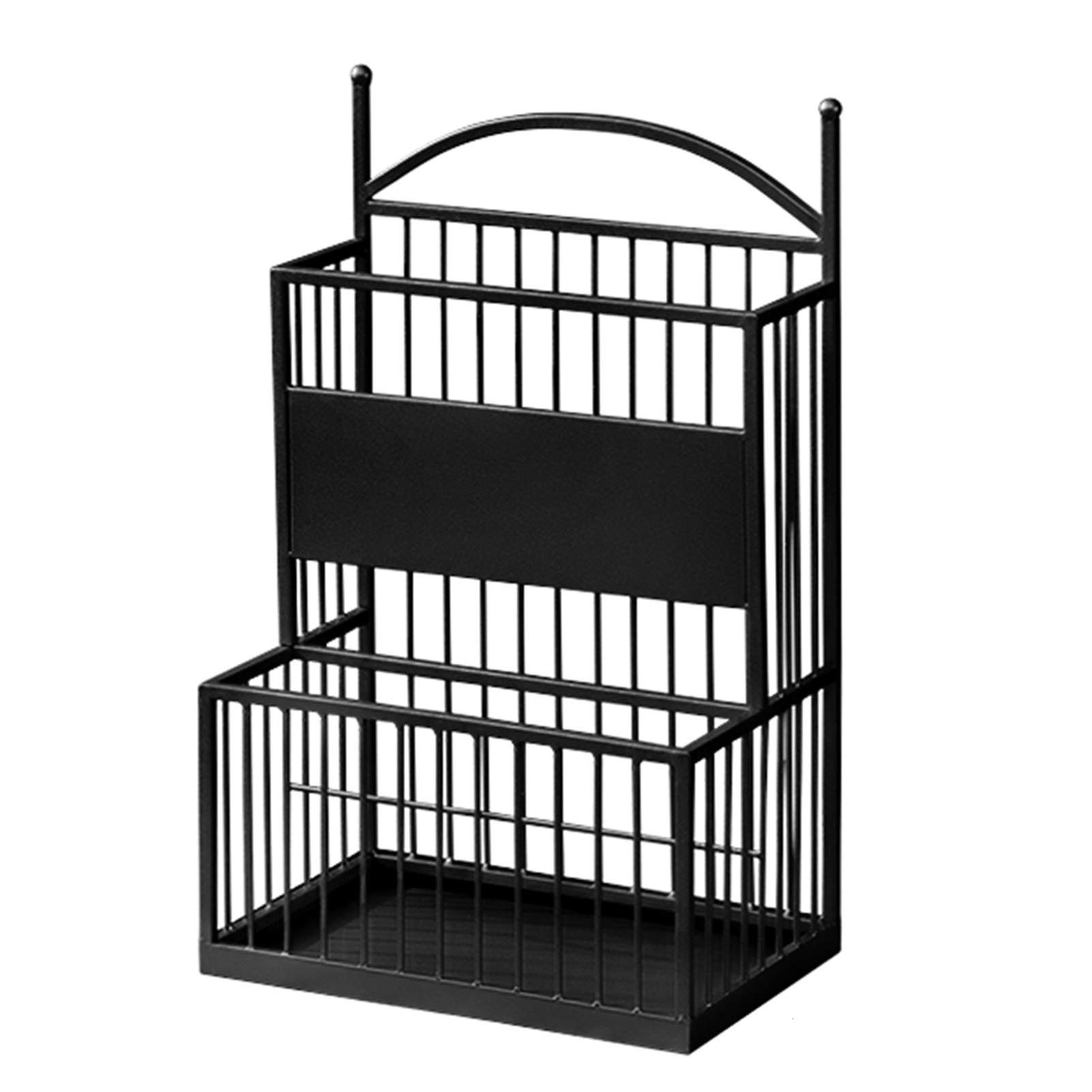 GHHVFEC Large Capacity Umbrella Stand with Drainage Tray, Heavy-Duty Umbrella Holder with Hook, Perfect for Hotel Lobby or Office Entryway, Black 36x25x60cm