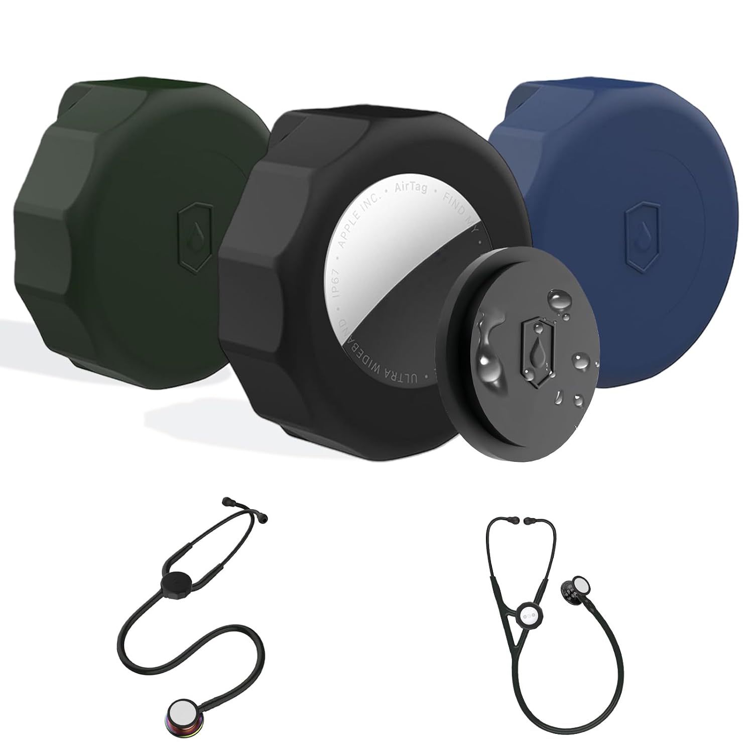 3 Pack Stethoscope Tracker Holder, Compatible with EKO CORE 500 & Littmann CORE Digital Stethoscope, Compatible with AirTag 1st & 2nd Gen, for Nurses & Doctors