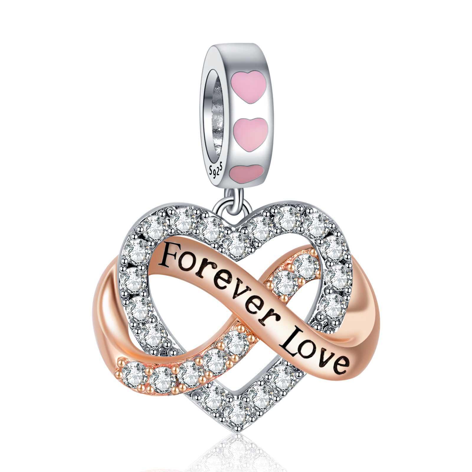 Rimgoris 925 Sterling Silber Charm für Damenarmbänder LIEBE Valentinstag Ewige Liebe Clip Sicherheit kette Baumeln Charms Geschenke