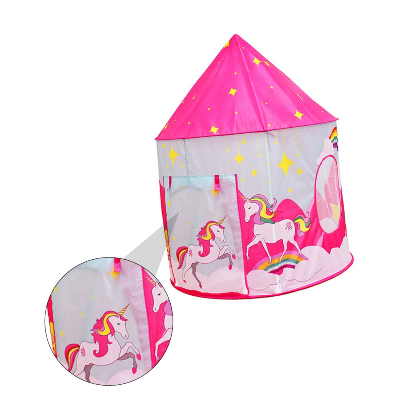 Casetta da Gioco Pieghevole Portatile per Bambini Porta Avvolgibile e Finestre, Interna, Rosa, Giocattolo Creativo per Sviluppare Immaginazione e Divertimento al Coperto