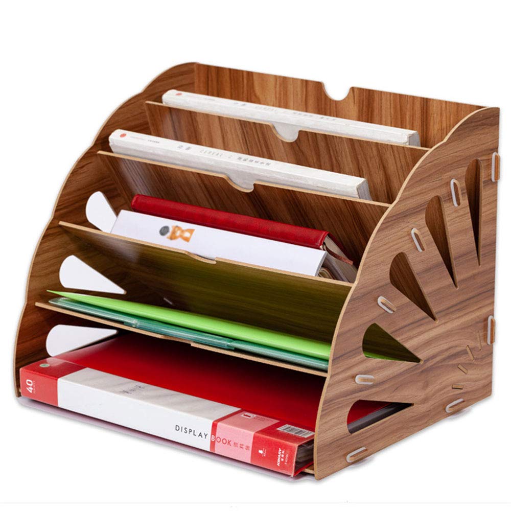 Tonsmile Bureau-organizer, hout, opbergsysteem, tafelorganizer, kantoor, A4, brievenbak, opbergvakken, papierlade