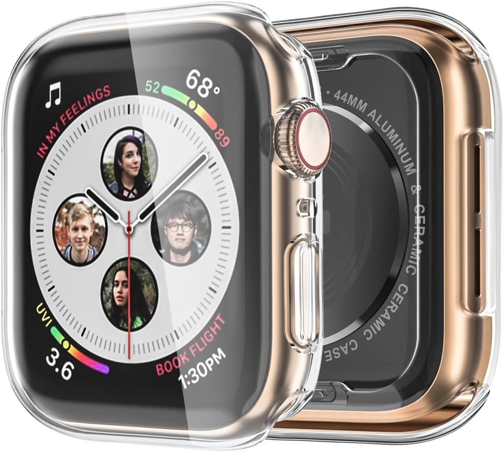 Monoy Case for Apple Watch Series 4/5 Screen Protector 44mm, [3-Pack] All Around Soft TPU Protective Cover Case for iWatch 4/5 44mm (Clear)