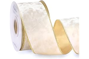 RIBBLI 2.5" Ivory Velvet Wired Ribbon: Enchant Your Creations with Elegance and Radiance
