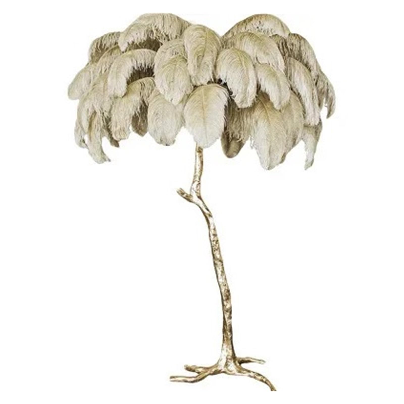 SMTYXS Modern Nordic Luxury Tree Branch Indoor Standing Light Resin Copper Ostrich Feather LED Floor Lamp Elegant Luxurious(A)