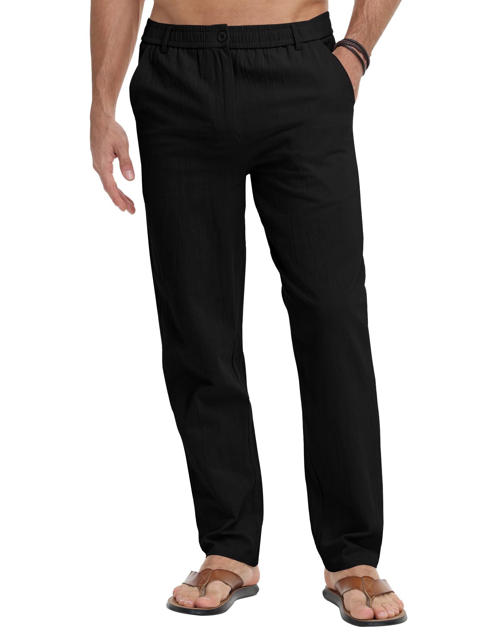 LVCBL Herren Hosen Leichte Sommerhose Lang Freizeithose Strandhose Herrenhosen