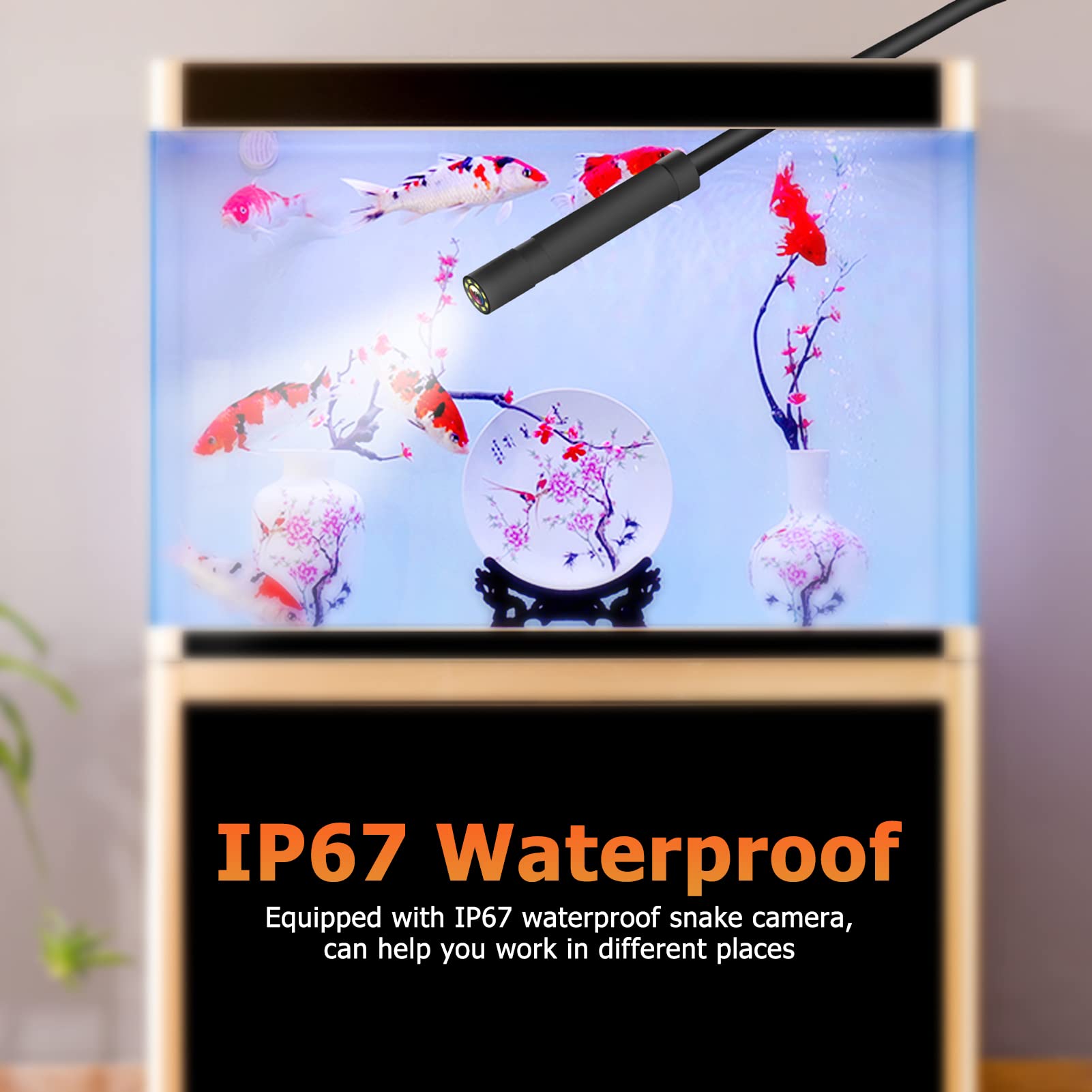 Kamera endoskopowa, przemysłowa kamera endoskopowa, ekran 4,3", 1080P HD, cyfrowa kamera boroskopowa, 8 mm, wodoodporna kamera wężowa ze światłami LED, bateria 2600 mAh (10 m)